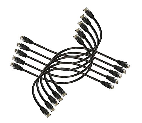 iMBAPrice 1' Cat5e Network Ethernet Patch Cable, 10 Pack, Black (IMBA-CAT5-01BK-10PK)