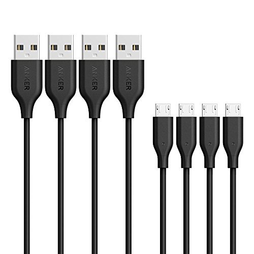 Anker [4-Pack] PowerLine Micro USB (1ft) - Charging Cable for Samsung, Nexus, LG, Android Smartphones and More (Black)