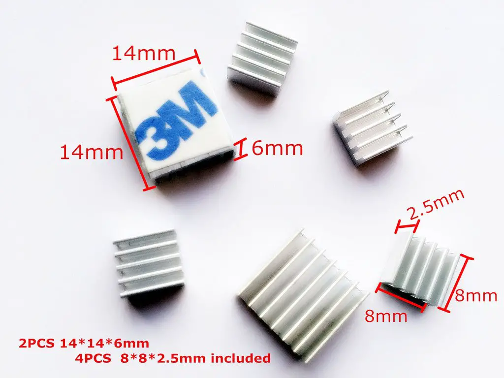 OdiySurveil(TM) 6Pcs Aluminum Chips VGA RAM Cooling Cooler Heatsink for IC MOSFET SCR,DIY for Raspberry Pi