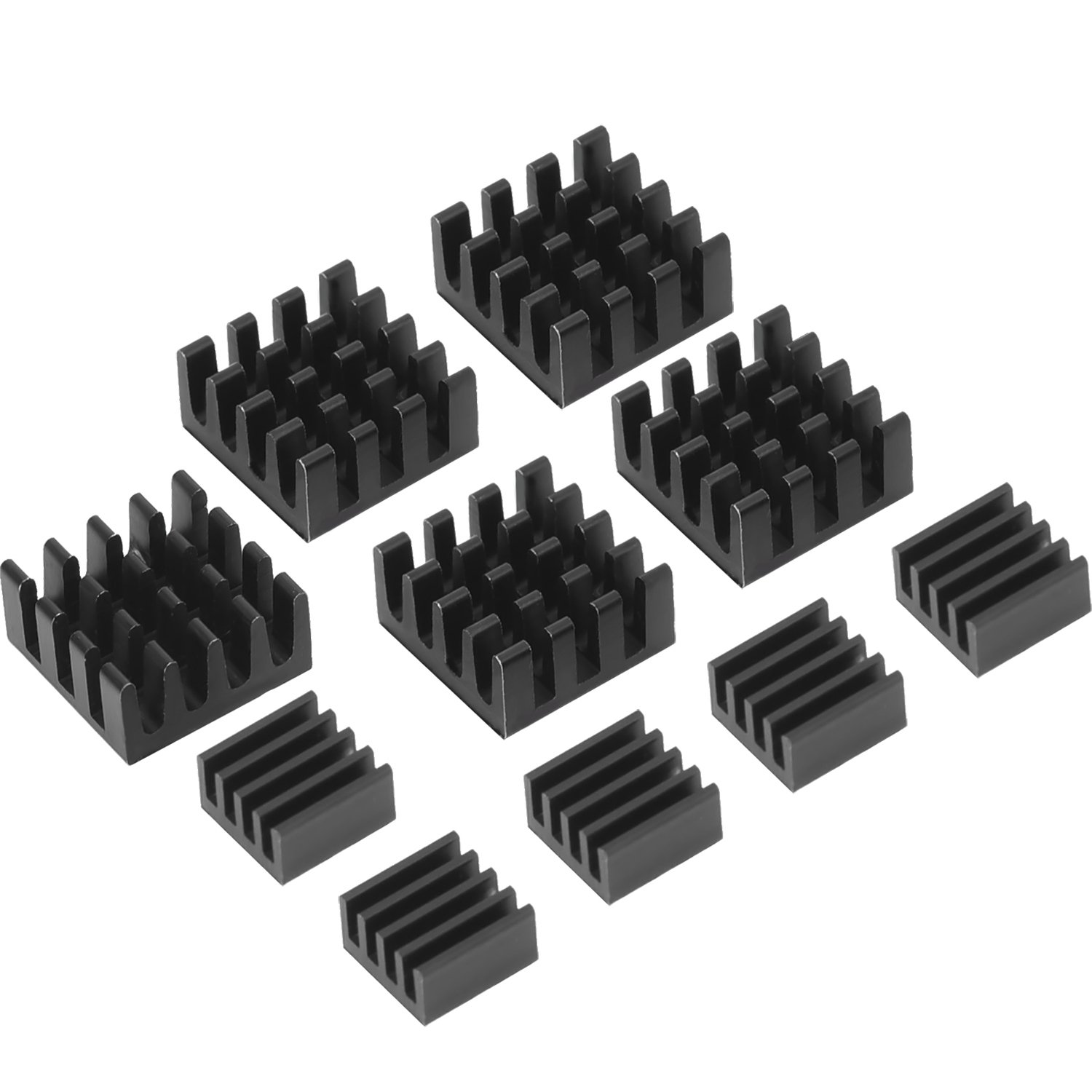 Buy Mudder Black Aluminum Heatsink Cooler Cooling Kit for Raspberry Pi 3, Pi 2, Pi Model B+, 10 Pieces