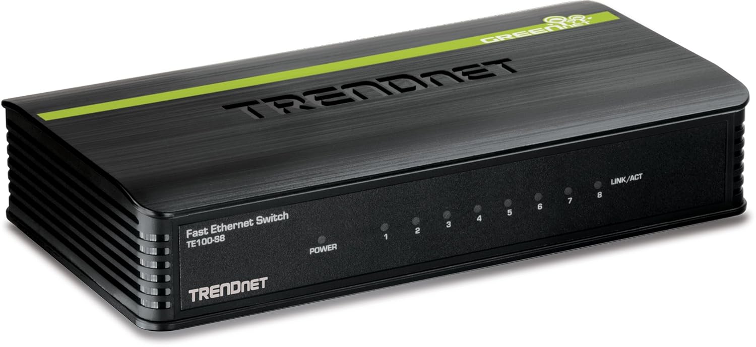 TRENDnet 8-Port Unmanaged 10/100 Mbps GREENnet Ethernet Desktop Plastic Housing Switch,TE100-S8