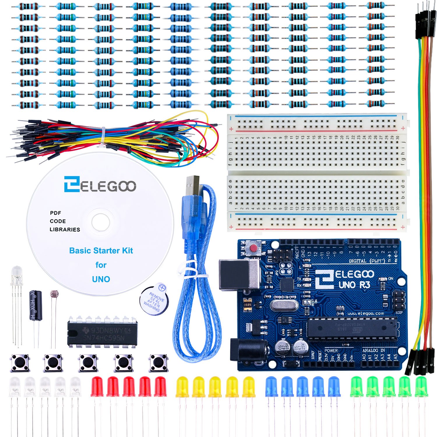 Elegoo UNO Project Basic Starter Kit with Tutorial and UNO R3 for Arduino