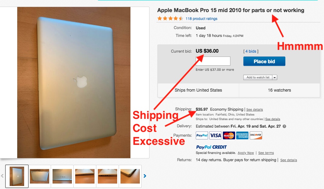 ebay 2010 macbook pro