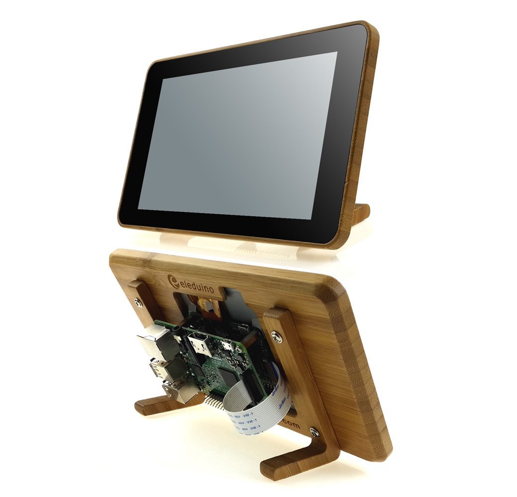 Eleduino Raspberry Pi Official 7" Touchscreen Display Bamboo Case