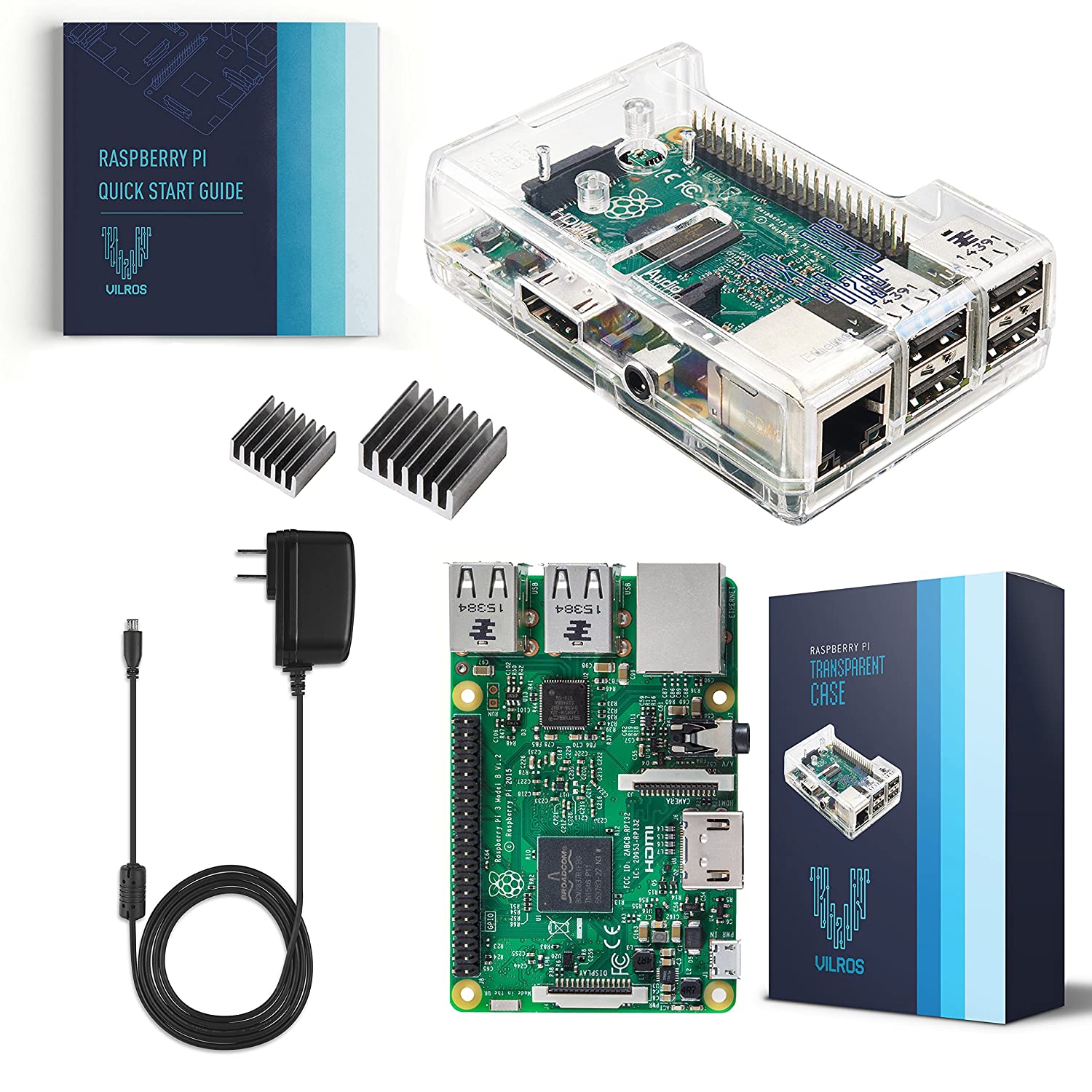 Vilros Raspberry Pi 3 Kit with Clear Case and 2.5A Power Supply