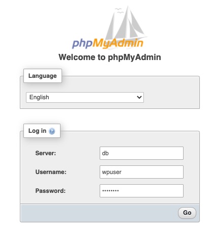 phpmyadmin docker host mysql